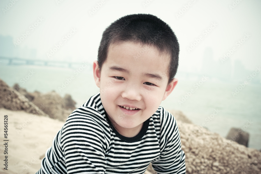 The beach asian boy, 5 years old The beach asian boy, 5 years old