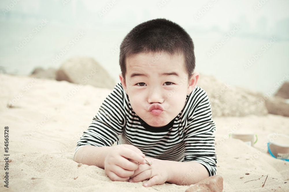 The beach asian boy, 5 years old The beach asian boy, 5 years old