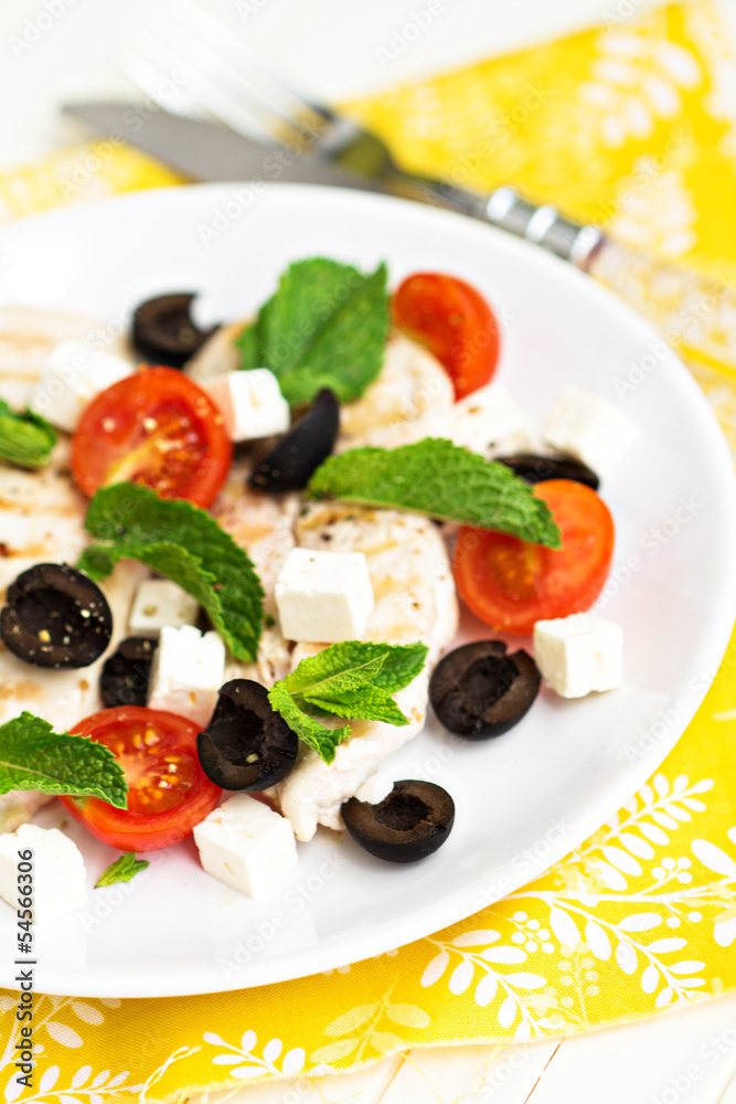 Greek chicken cutlets with feta cheese