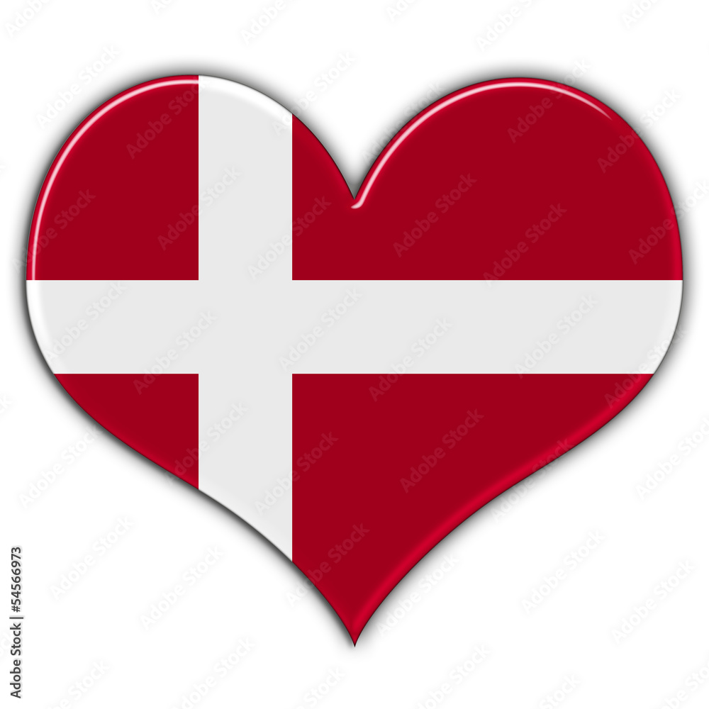 Coração com a bandeira da Dinamarca