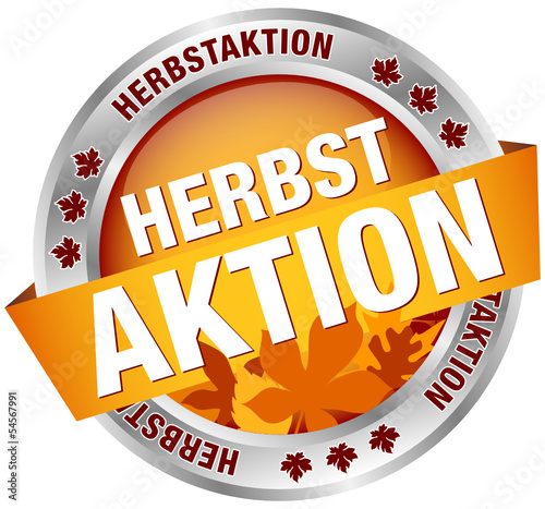 Button Banner "Herbstaktion" Laub/Silber
