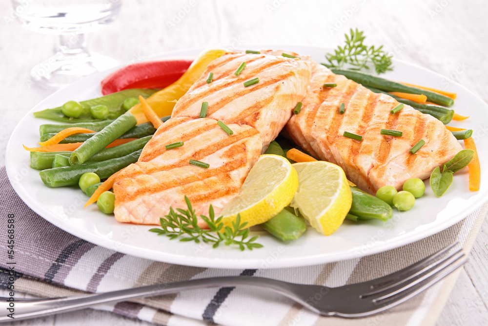 grilled salmon and vegetable grilled salmon and vegetable