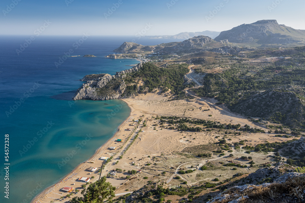 seashore landscape of Rhodes island, Greece - obrazy, fototapety, plakaty 