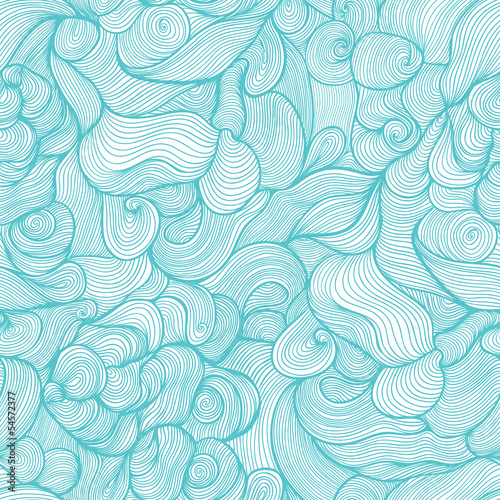 seamless abstract hand-drawn pattern, waves background. Seamless