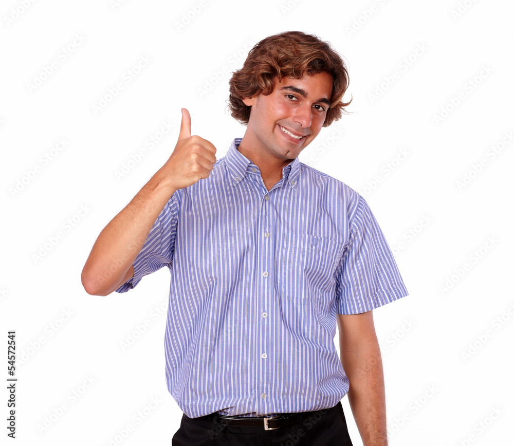 Young man smiling and showing you ok sign Young man smiling and showing you ok sign