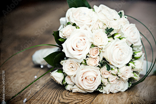 Vintage photo of white wedding bouquet