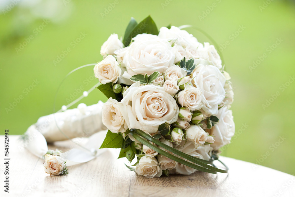 Vintage photo of white wedding bouquet