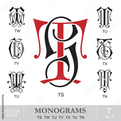 Vintage Monograms TS TW TU TV TX TU TN