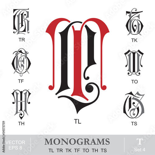 Vintage Monograms TL TR TK TF TO TH TS