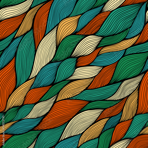 seamless abstract hand-drawn pattern, waves background