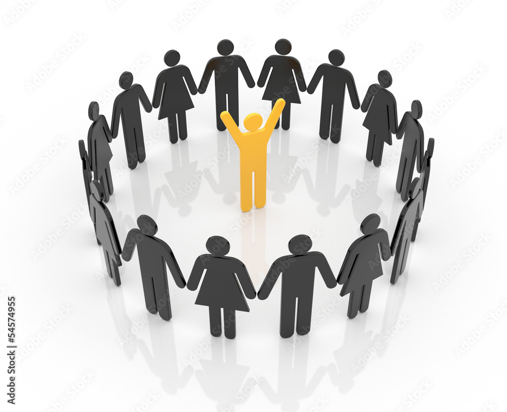 Circle of people with leader Circle of people with leader