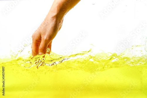 Yellow water drop, splash, swirl