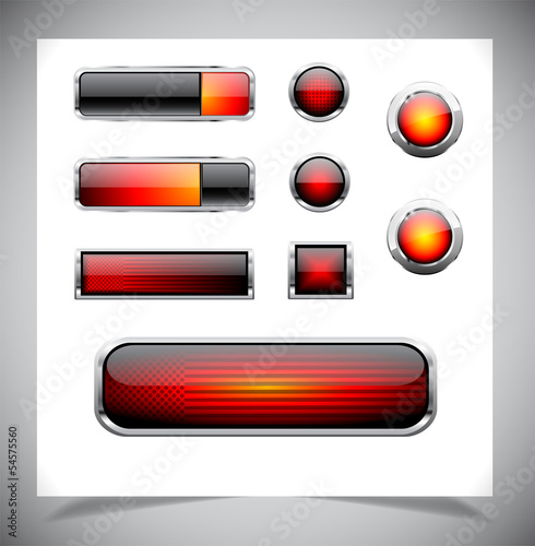 Set of color plastic buttons for web.