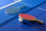 Table tennis rackets. Top view of table tennis racket lying on t