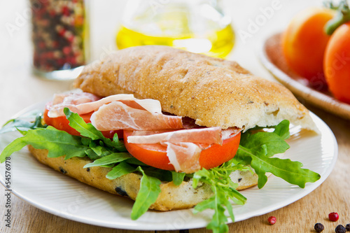 Prosciutto on Olive Ciabatta sandwich