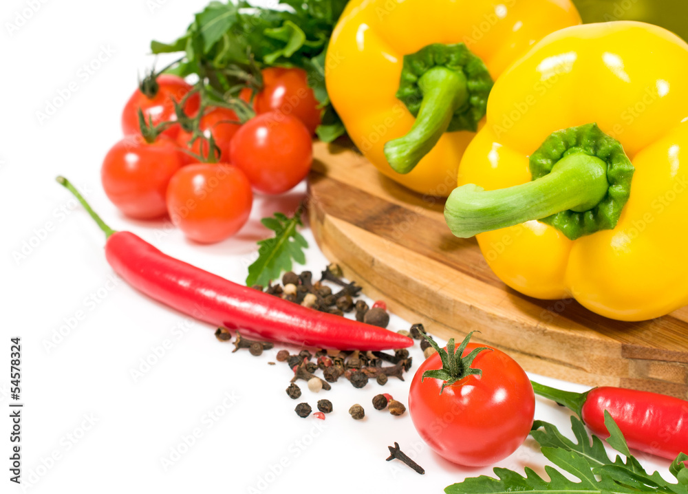 fresh vegetables on a cutting board