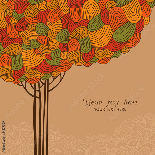 Abstract autumn tree illustration made of waves for your design