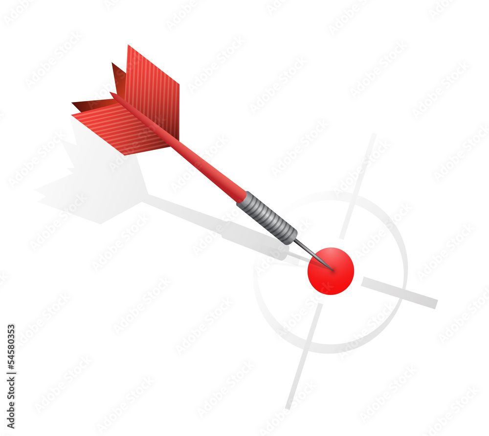 red dart hitting the target. illustration design red dart hitting the target. illustration design