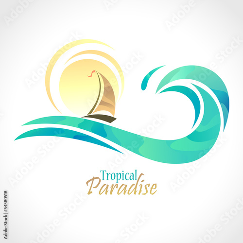 Sea Graphics Series - Sun , Sea and Sailing Shipt