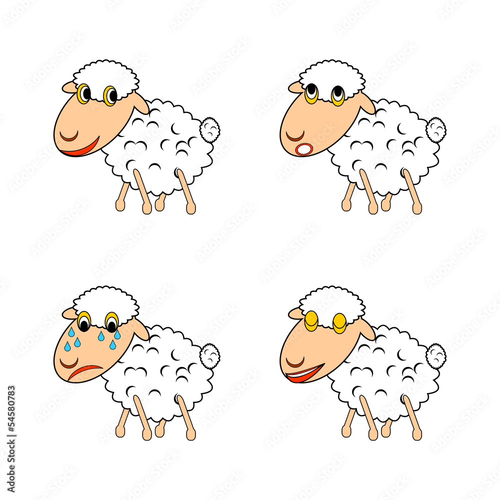 Fototapeta premium A funny sheep expressing different emotions