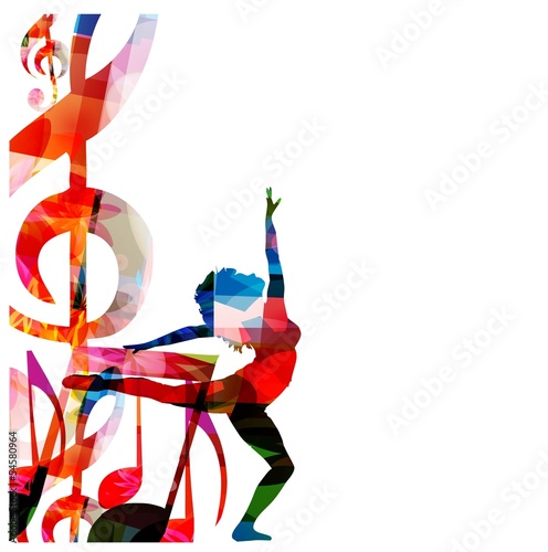Abstract music background with a woman