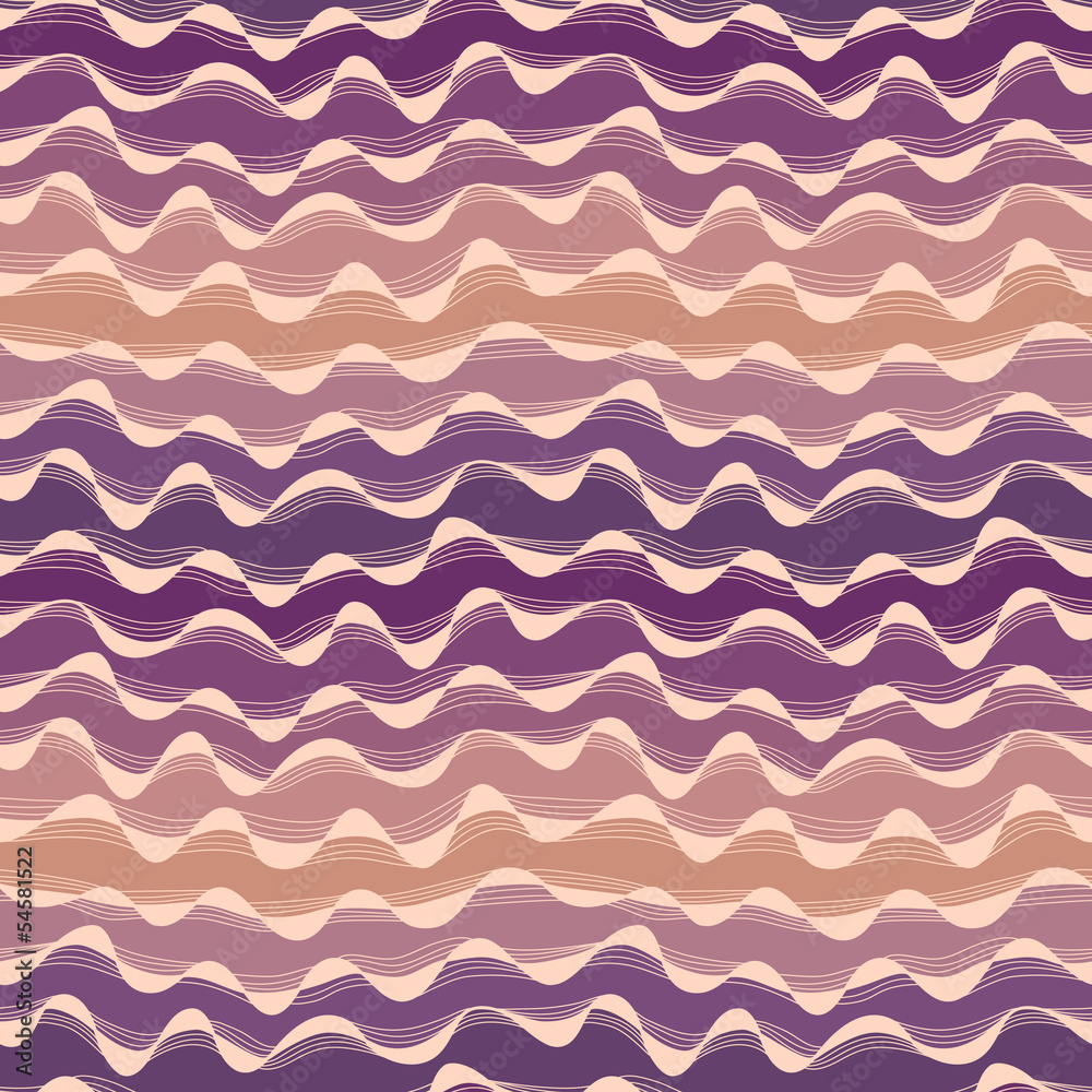 Seamless abstract hand-drawn waves pattern, wavy background. Sea