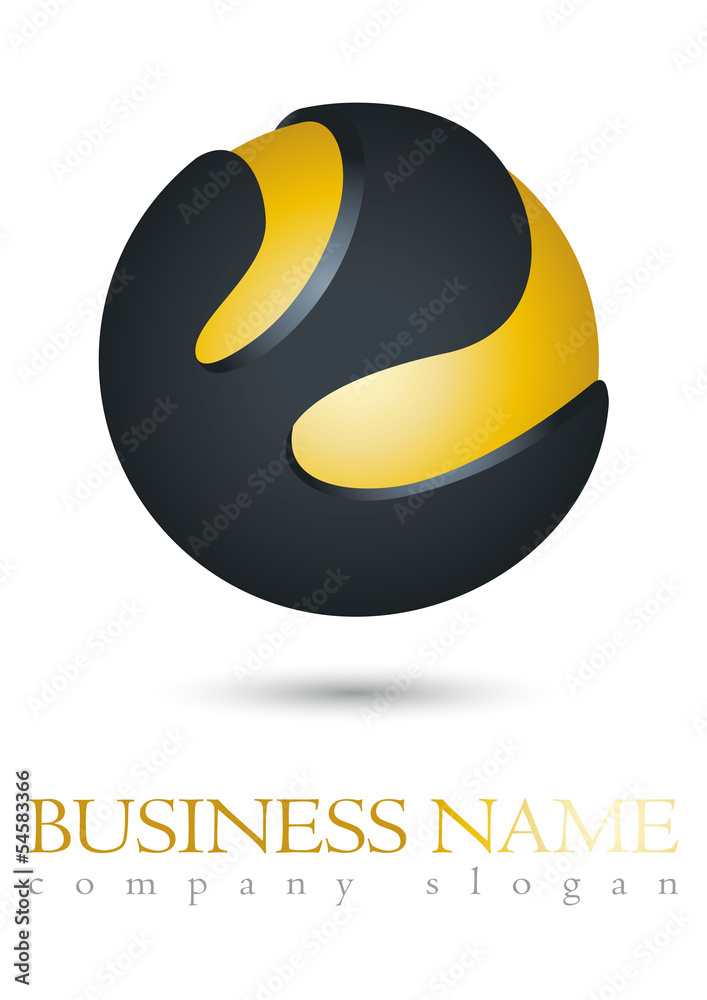 Business logo 3D gold sphere design Business logo 3D gold sphere design