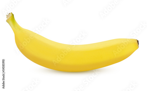 Single banana isolated on white background with clipping path
