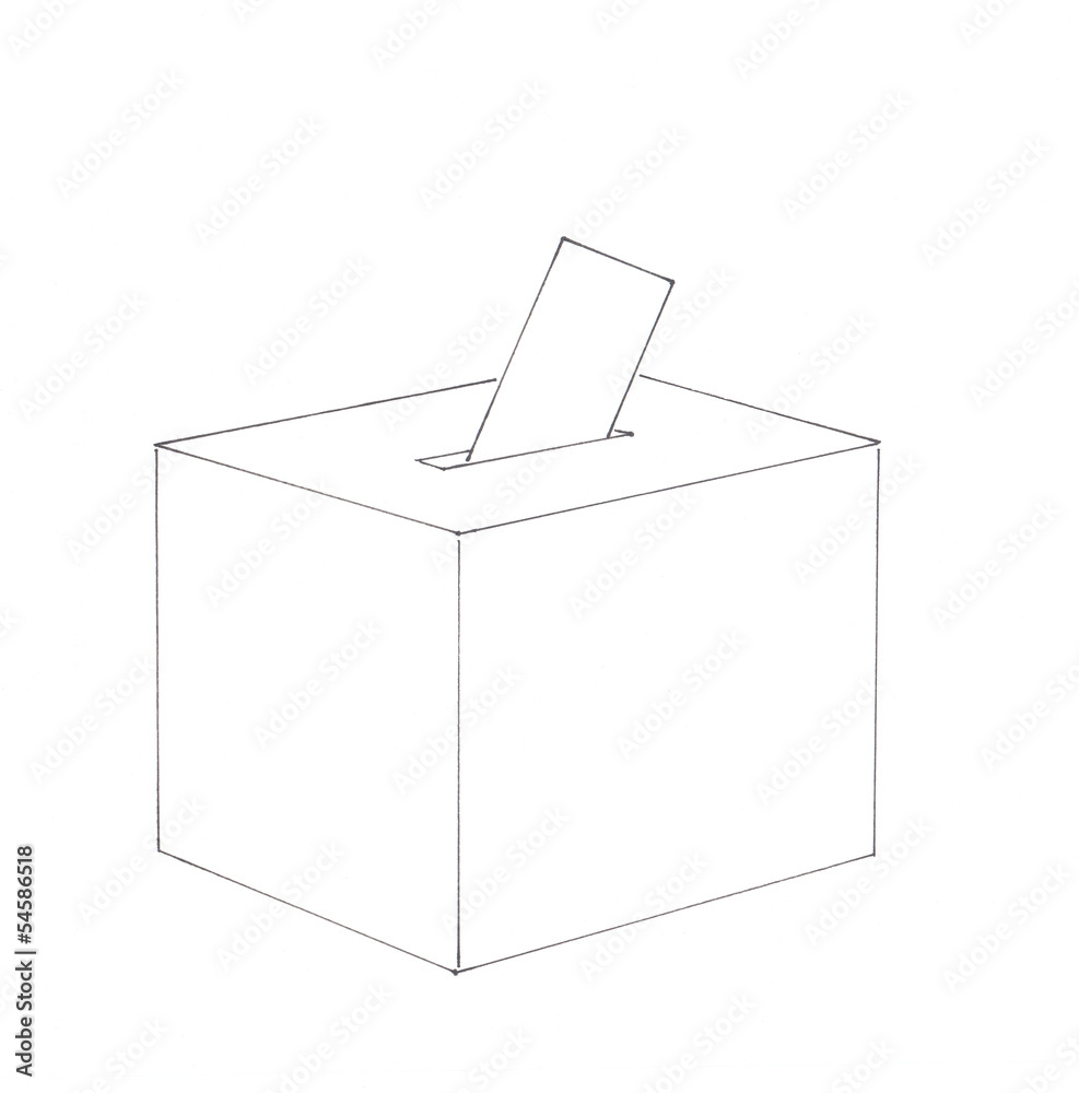 Wahlurne mit Wahlzettel Wahlurne mit Wahlzettel