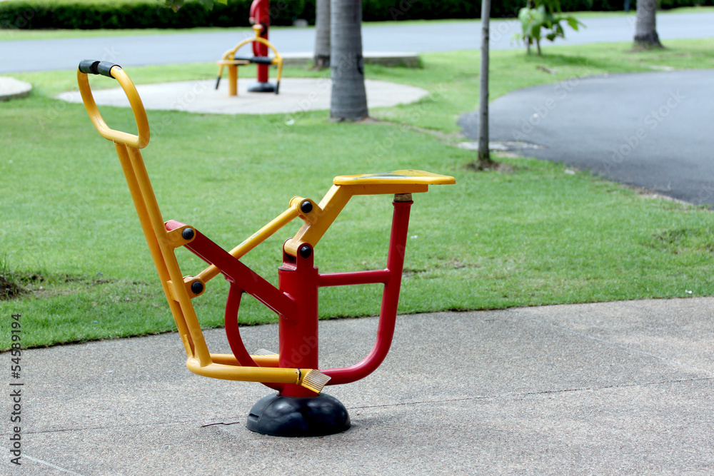 Red and yellow Exercise equipment. Red and yellow Exercise equipment.