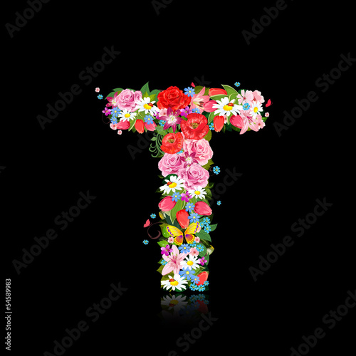 Romantic letter of beautiful flowers T