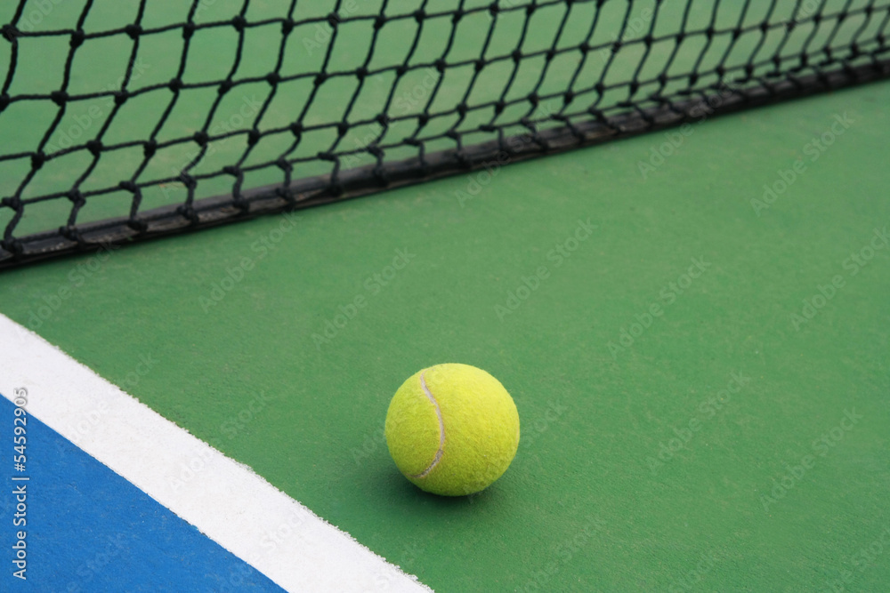 tennis on court with net