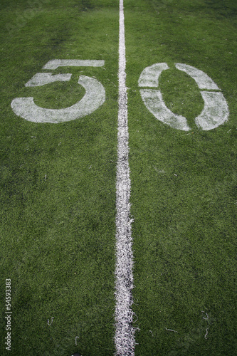 50 Yard Line on American Football Field photo