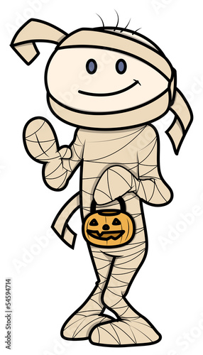 Fototapeta Naklejka Na Ścianę i Meble -  Kid in Halloween Costume - Vector Cartoon Illustration