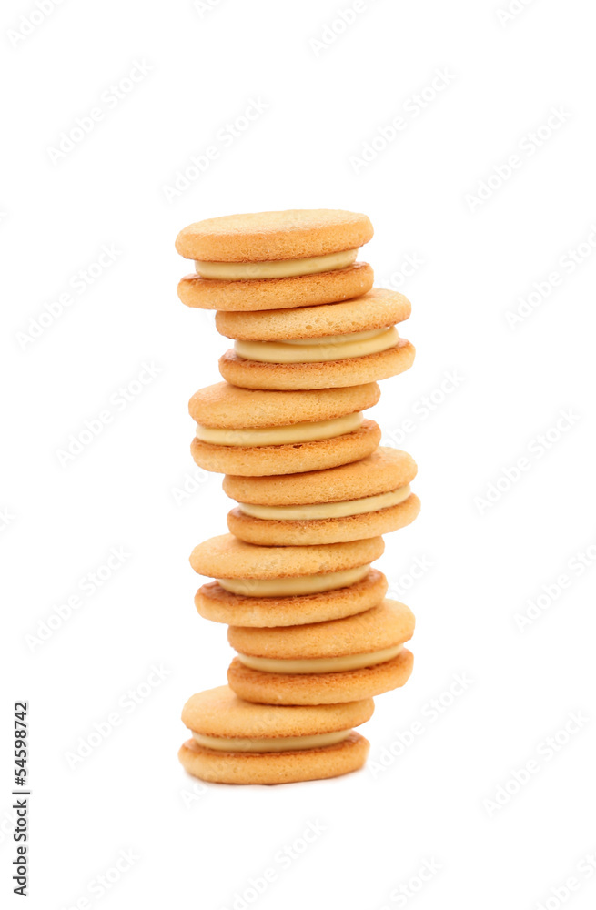 Stake of biscuit sandwich. Stake of biscuit sandwich.