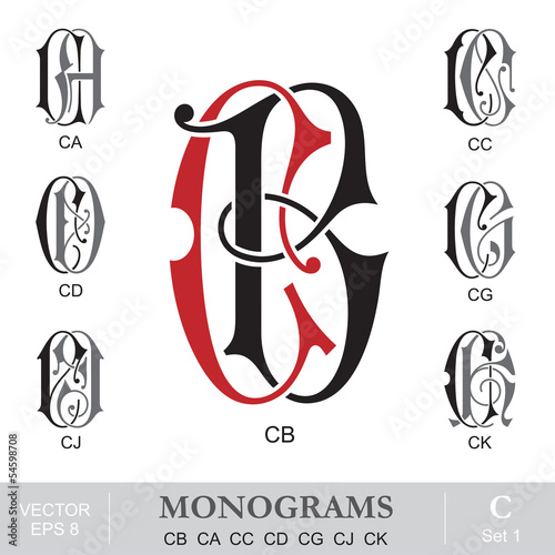 Vintage Monograms CB CA CC CD CG CJ CK
