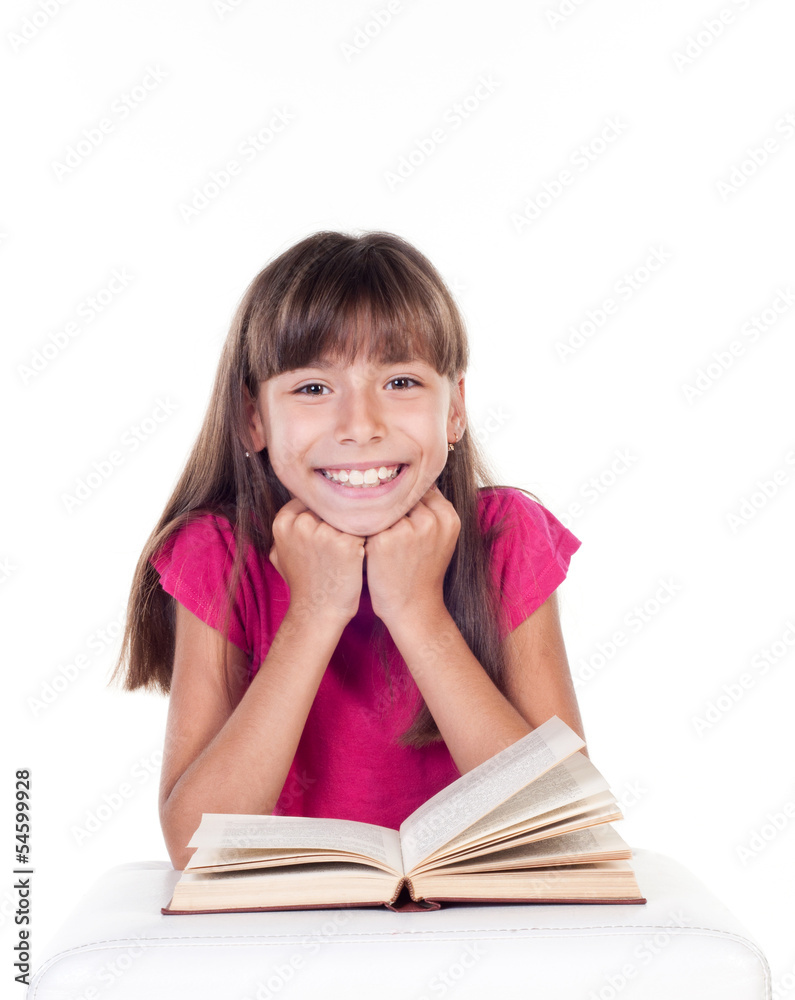 Cute little girl with books. School portrait. Cute little girl with books. School portrait.