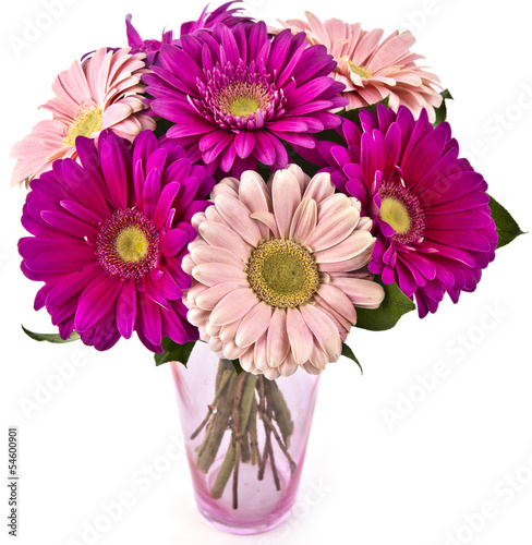Fototapeta Naklejka Na Ścianę i Meble -  bouquet of gerberas in vase isolated on white background
