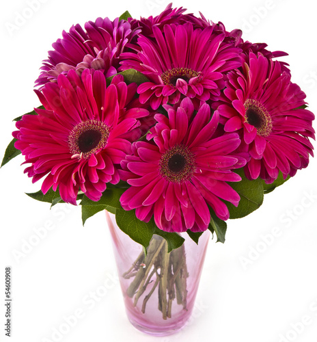 Fototapeta Naklejka Na Ścianę i Meble -  bouquet of gerberas in vase isolated on white background