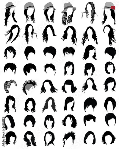 Silhouettes of hair styling-vector illustration