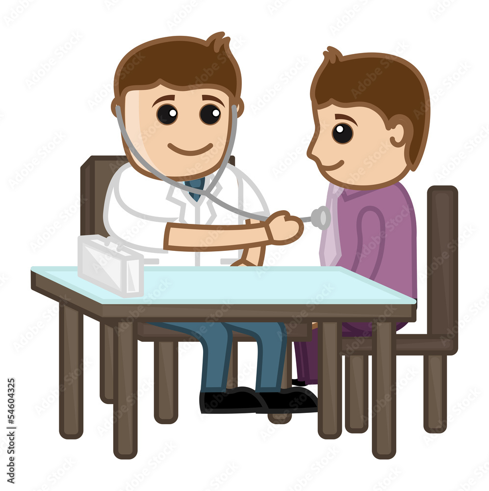 Doctor Check Up Patient - Medical Cartoon Characters Doctor Check Up Patient - Medical Cartoon Characters