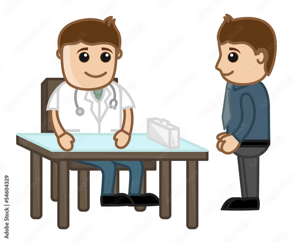 Doctor with Patient - Medical Cartoon Characters