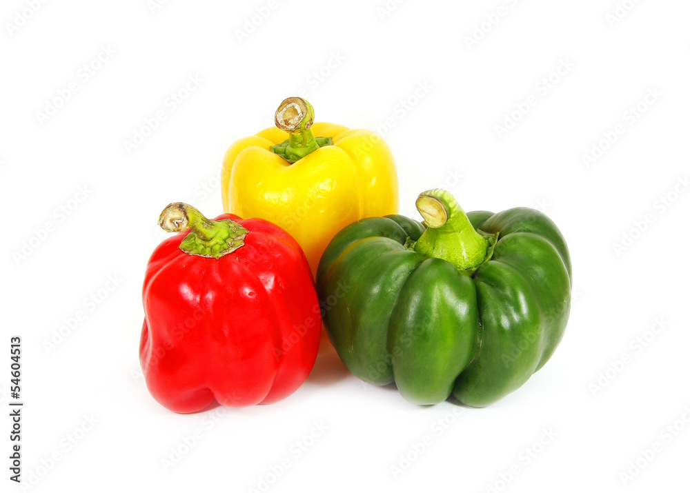 green yellow and red sweet pepper isolated on white background green yellow and red sweet pepper isolated on white background