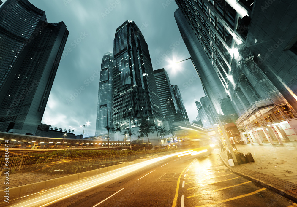 Fototapeta premium traffic in Hong Kong at sunset time