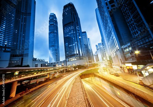 traffic in Hong Kong at sunset time