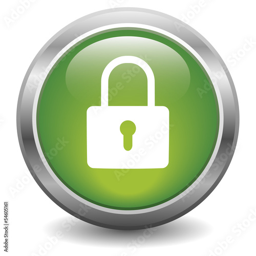 Icône bouton cadenas sécurité vert