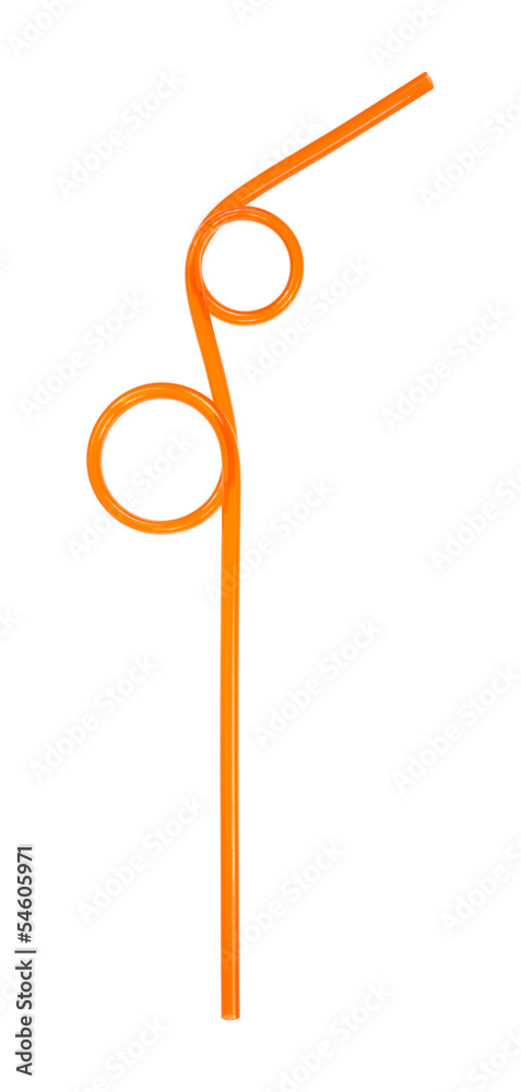 Orange drinking straw bent at angles Orange drinking straw bent at angles