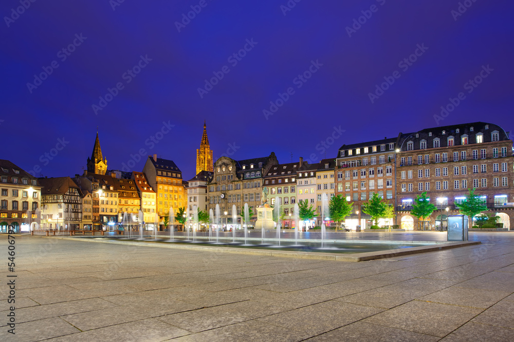 Strasbourg sunset in Place Kleber square. Alsace, France