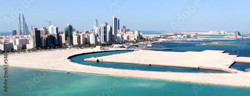 Aerial view at Manama with the Gulf sea, Bahrain