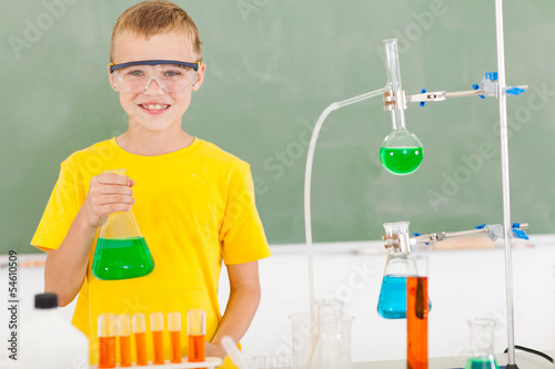 male elementary school student in the lab